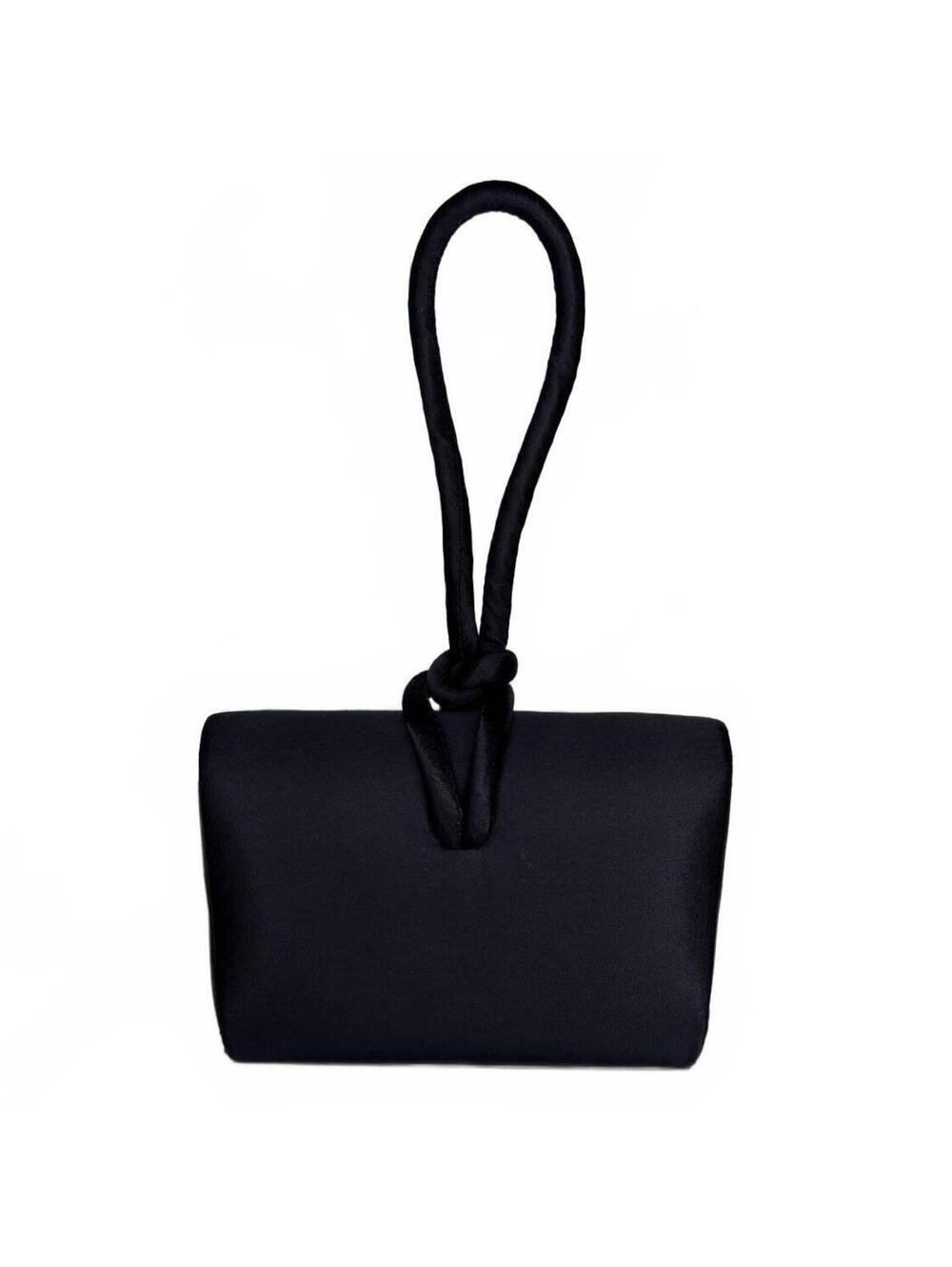 Carlo Fellini Black Silk Evening Mini Bag Crossbody Knotted Handle 5.5” Used